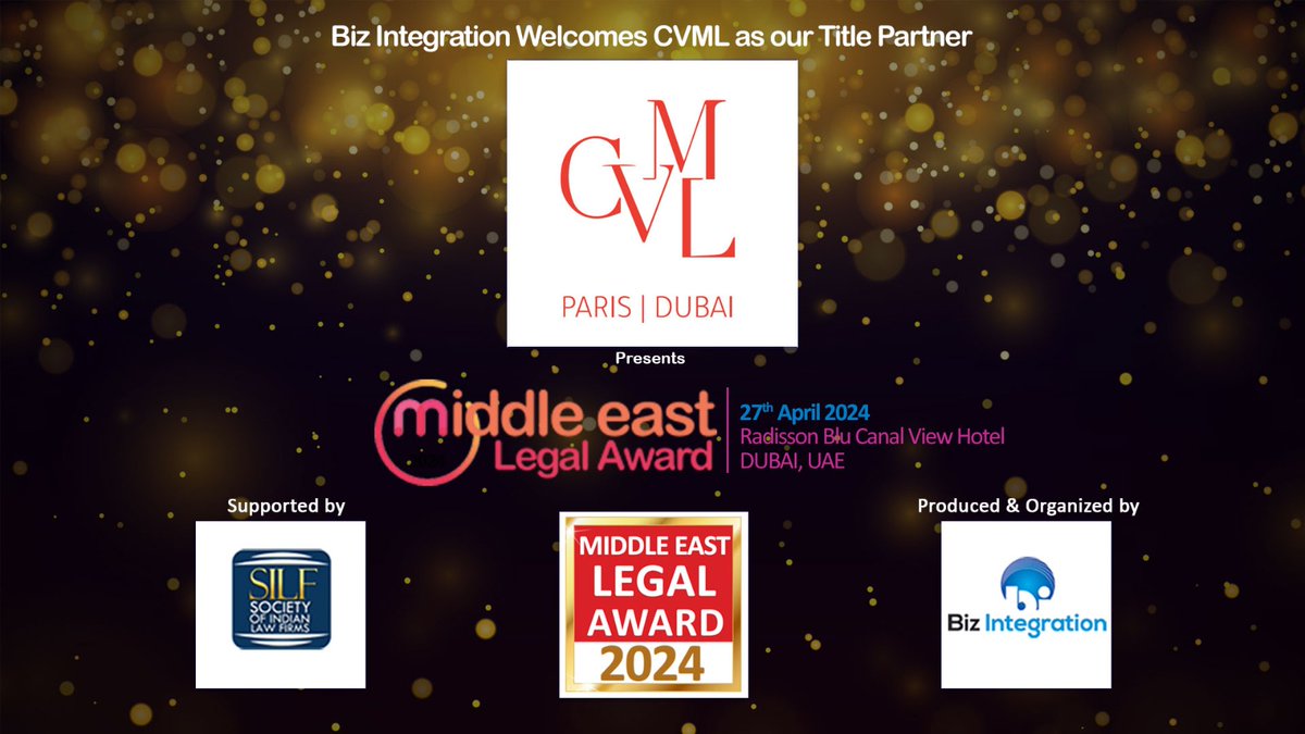 cvmlmea's tweet image. 🌟 Thrilled to announce CVML as the title partner for the Middle East Legal Award by Biz Integration! 🎉 Join us in celebrating this commitment to legal excellence! 🏆 #CVML #MiddleEastLegalAward #Dubai #Paris #UAE