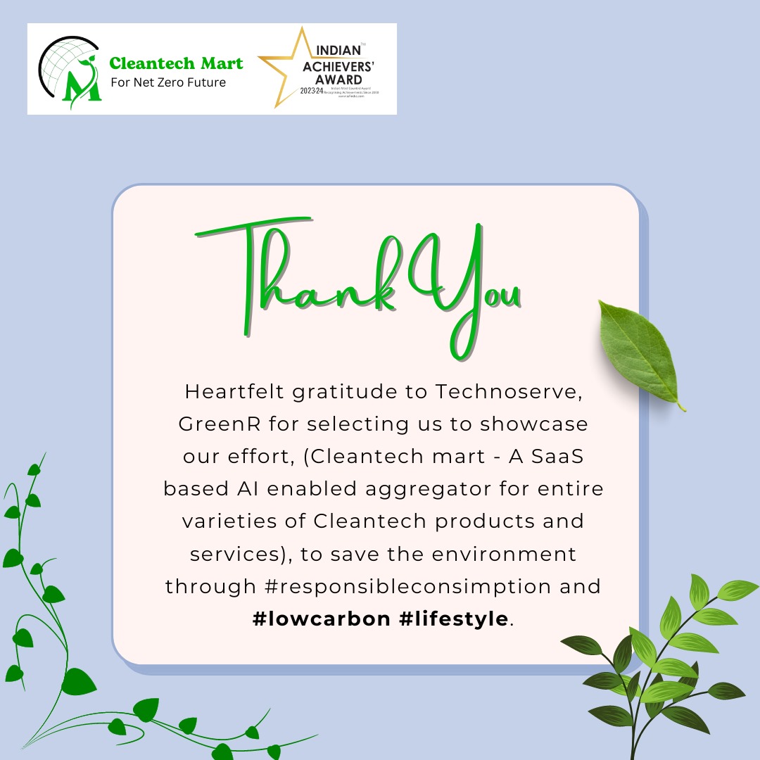 We are incredibly grateful to TechnoServe and GreenR for selecting Cleantech-Mart to showcase our efforts in promoting responsible consumption and a low-carbon lifestyle. 

#Gratitude #Sustainability #Cleantechmart