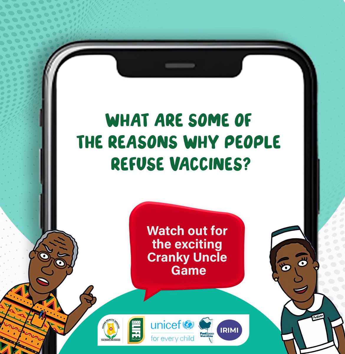 Prepare for a whirlwind of vaccine misinformation as our cranky uncle takes the stage! 🌀 Don't miss out on the eye-opening Cranky Uncle Game. @_GHSofficial @UNICEFGhana @fhi360