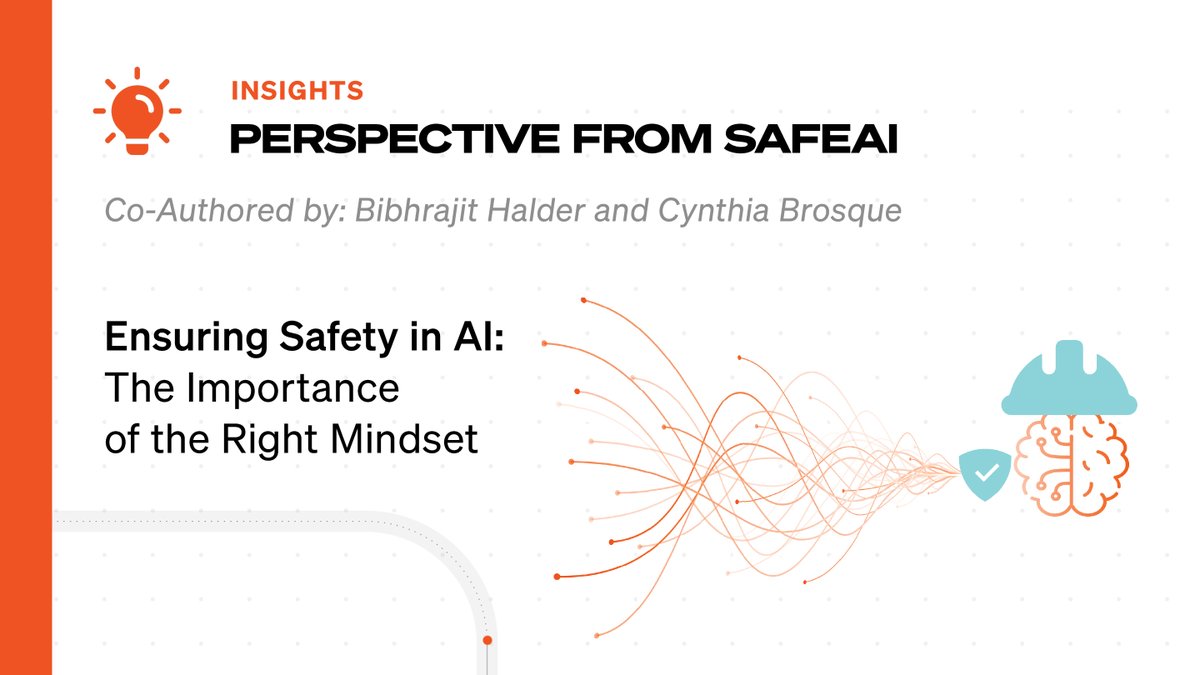 Excited to share a new series of articles discussing Safety in AI. This article is a collaboration between @Bibhra & @CynthiaBrosque with them sharing their thoughts & knowledge on #AIsafety. This is also embodied in the name of our company, #SafeAI.
 
➡️safeai.ai/en/media/ensur…