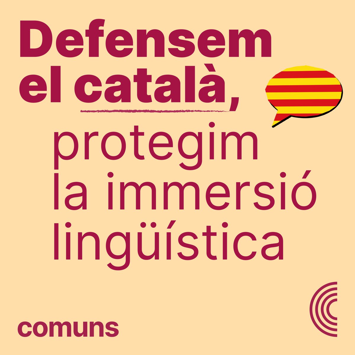 La immersió lingüística i el català no es toquen✊ Cal protegir un model d'èxit i de referència com és la immersió lingüística i rebutjar les propostes de xarxa segregada i d’ensenyament trilingüe. 👅 Nosaltres ho tenim clar: la Catalunya que ve és la que protegeix el català.