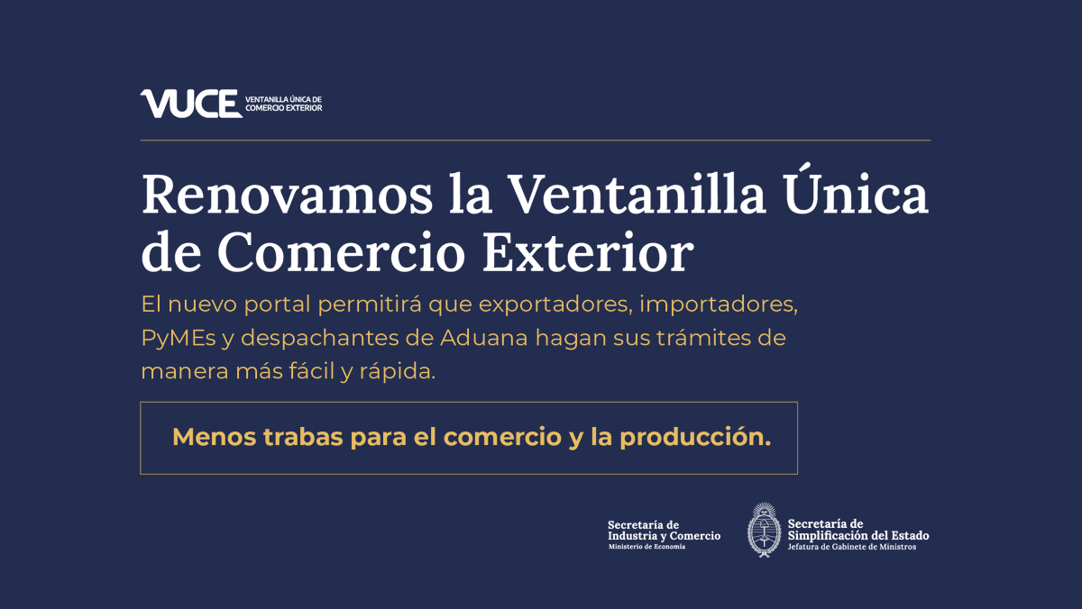 #ComercioExterior 💻 | El sitio web de la Ventanilla Única de Comercio Exterior (VUCE) se renueva para facilitar el acceso a la información y la realización de más de 500 trámites. 👉 vuce.gob.ar