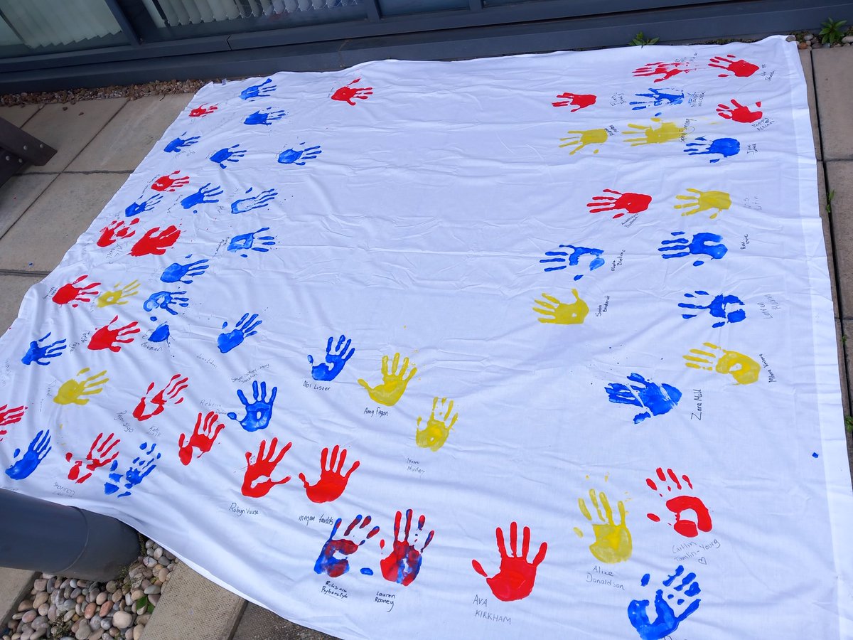 The traditional S6 handprints under construction today🖐🖐🖐.....the finished article to be on full display at the leavers ceremony!💛💛💛