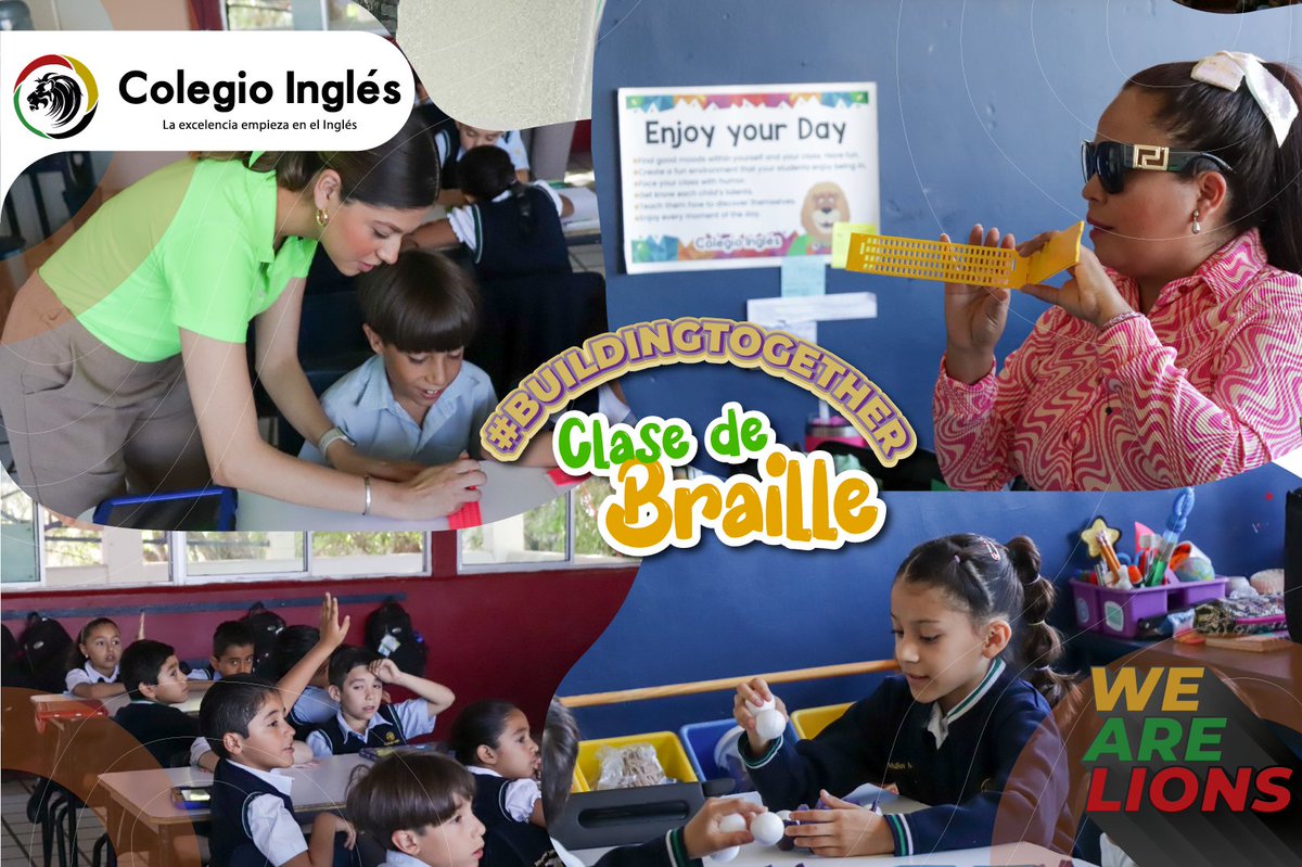 Colingles's tweet image. #EnglishFamily! Today our 3rd graders had a very special class with teacher Liliana Hernandez, who explained the Braille writing and reading system to them.

#WeAreLions 🦁 #KeepRoaring #Knotion #ADS #Apple
