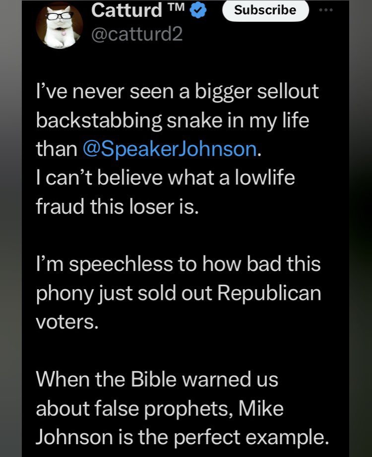 Sadly, I can’t disagree with this assessment of the second House speaker who has failed to represent us. We patriotic conservatives are truly people without a Party.