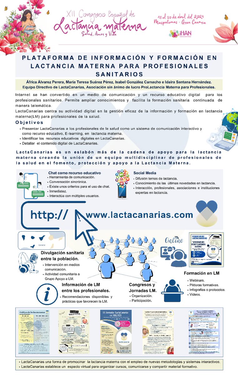 Nuestro cartel presentado nuestro proyecto en la jornada de hoy del Congreso de lactancia materna <a href="/IhanEspana/">Ihan-España</a> 
¿Quiénes somos? 
¿Qué aporta LactaCanarias a su comunidad?