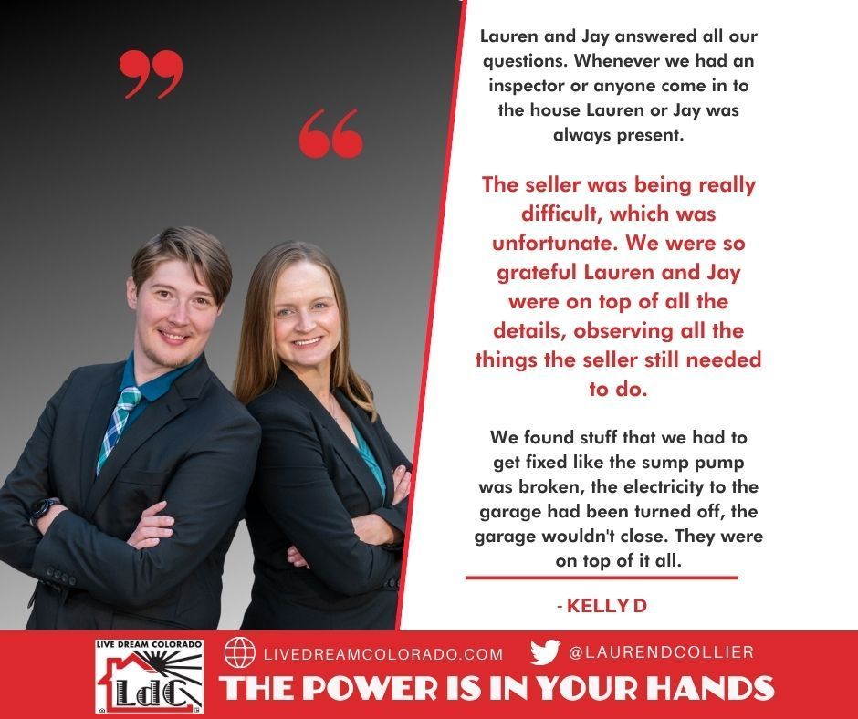 We were so grateful Lauren and Jay were on top of all the details, observing all the things the seller still needed to do. - Kelly D.

Read the full review and more here: livedreamcolorado.com/reviews/

#clientappreciation
#feedbackfriday
#clientsatisfaction
#clientexperience