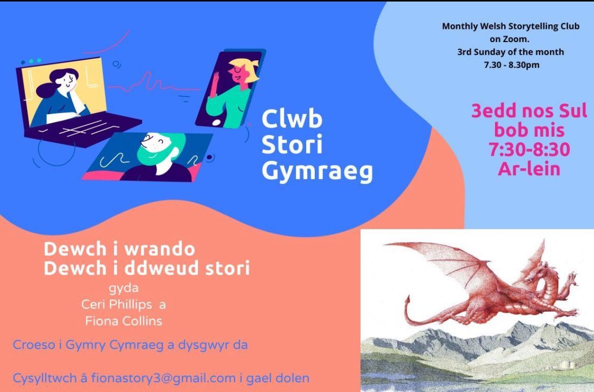 Dysgwyr lefel Canolradd+ Clwb Stori Cymraeg - Nos Sul yma.