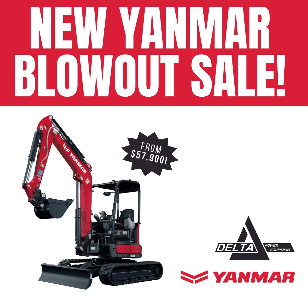 DeltaPowerEquip's tweet photo. [BLOWOUT SPECIALS] New Yanmar specials on VIO35-6A, VIO55-6A, and more! Contact your local Delta Power construction rep for more details: https://t.co/un8uwKdGJQ https://t.co/73D0i7PkOE