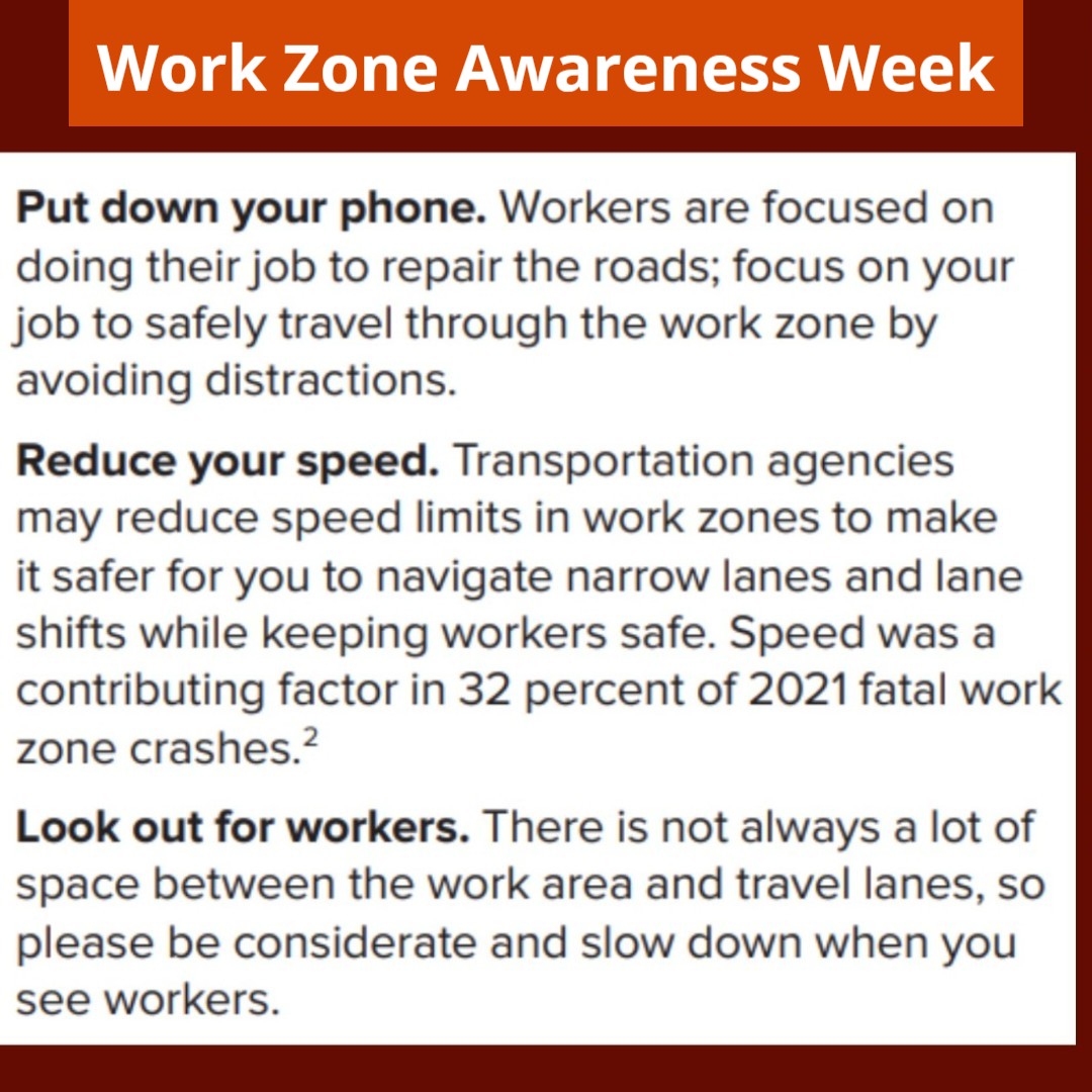 We wrap up #NationalWorkzoneAwarenessWeek with safety tips from the Federal Highway Administration. Thank you #yakima for doing your part today and everyday to keep road crews safe! #NWZAW