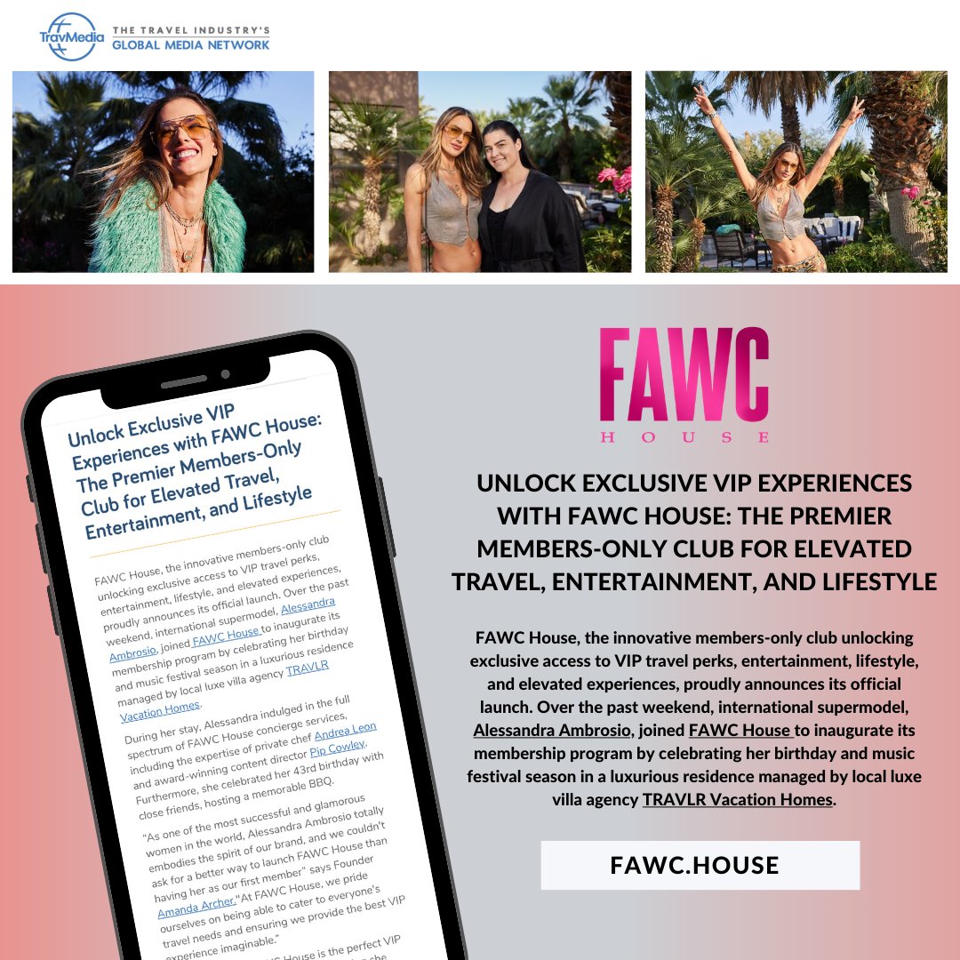 Spotlight on Excellence 🌟 #FAWCHouse emerges as the members-only club redefining luxury lifestyle, making its grand debut with international sensation @AngelAlessandra. Get the inside scoop on @TravMediaUSA. #FAWCTravels #LuxuryLifestyle #LifeElevated travmedia.com/showPRPreview/…