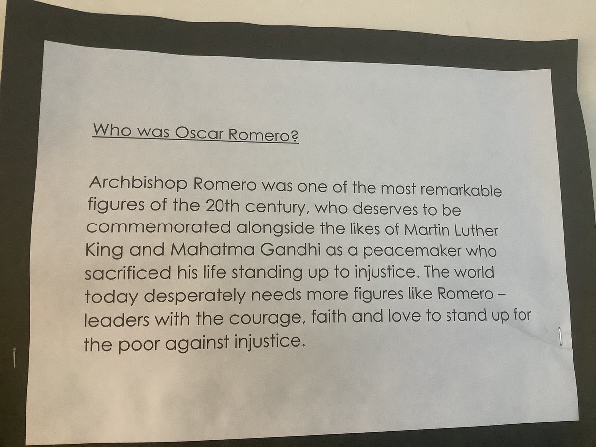 Fantastic #OscarRomero art work painted by our very own member of staff Mrs Warner. @kcsp_academies @rcaoseducation @O_RomeroAward