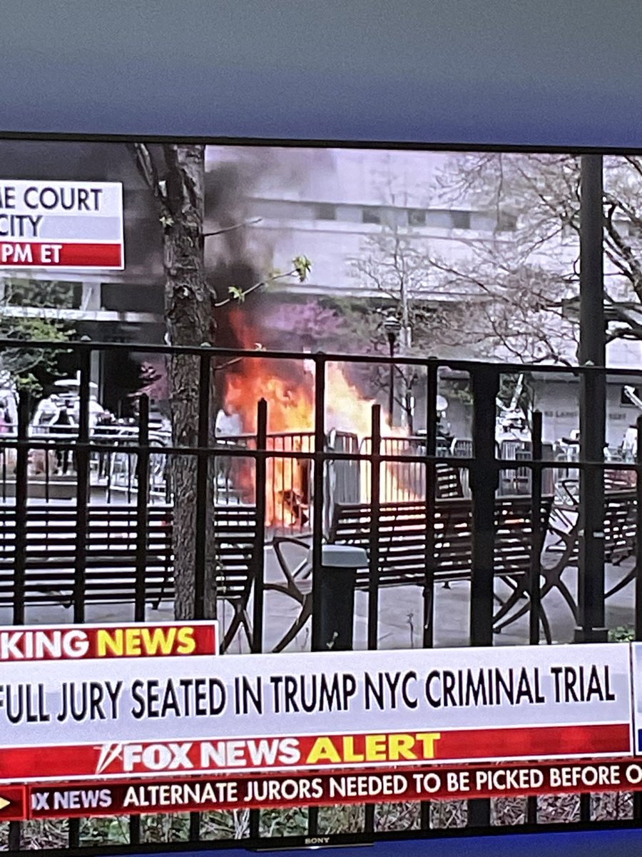 Somebody set themselves on fire at Trump trial. It was live on Fox.