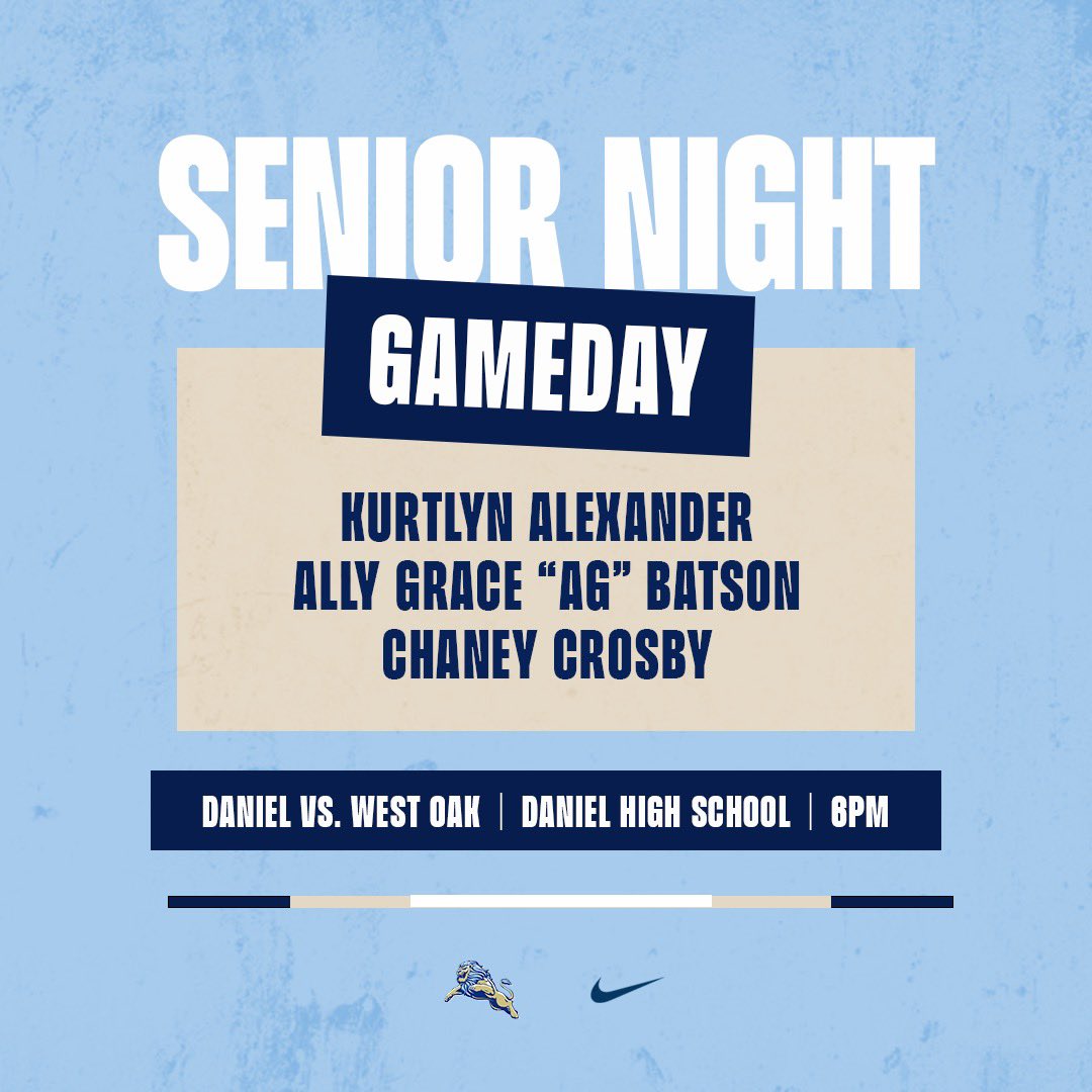 Come out and support our seniors ‼️Festivities start at 5:30pm. First pitch 6:00pm. 

🆚 West Oak
⏰ 6:00pm
📍 D.W. Daniel High School

#TogetherWeClimb