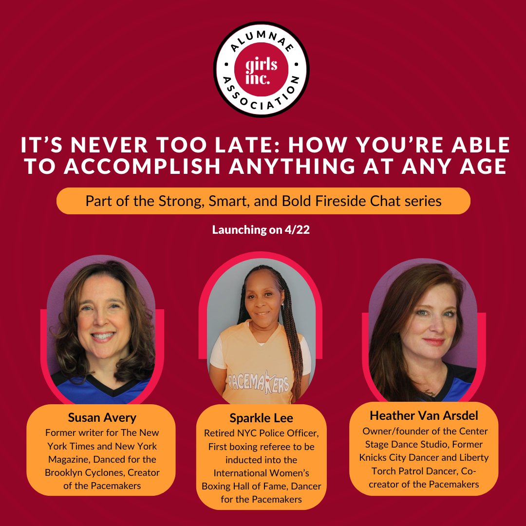 Our monthly #FiresideChat is 1 week away. You won’t want to miss these 3 inspiring women on how they were determined to make their dreams & ambitions a reality. Tune in on 4/22 and become a member of the Alumnae Association App to join the conversation: girls-inc-alumnae.mn.co