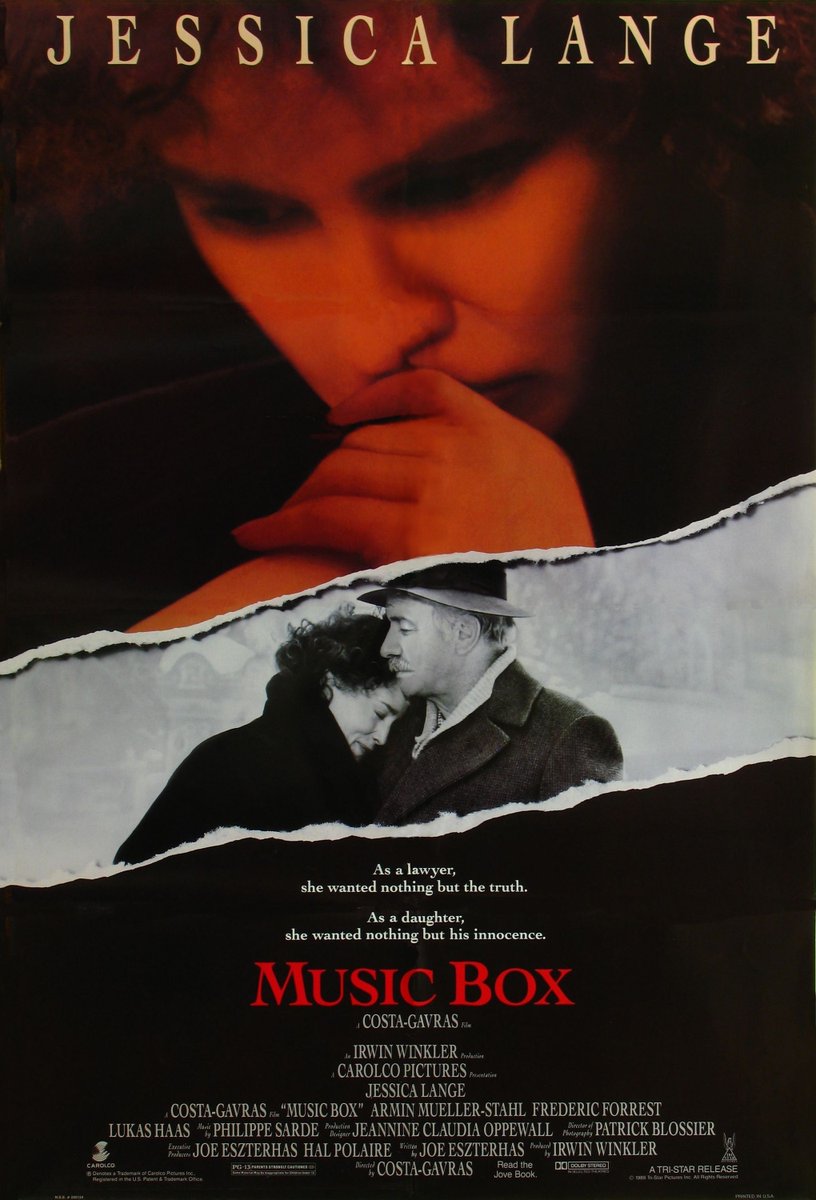 Coming Soon on Blu-ray! Music Box (1989) Starring Jessica Lange, Armin Mueller-Stahl, Frederic Forrest, Donald Moffat, Lukas Haas & Michael Rooker – Music by Philippe Sarde (Tess) – Screenplay by Joe Eszterhas (Basic Instinct) – Directed by Costa-Gavras (Z, Missing, Hanna K.).