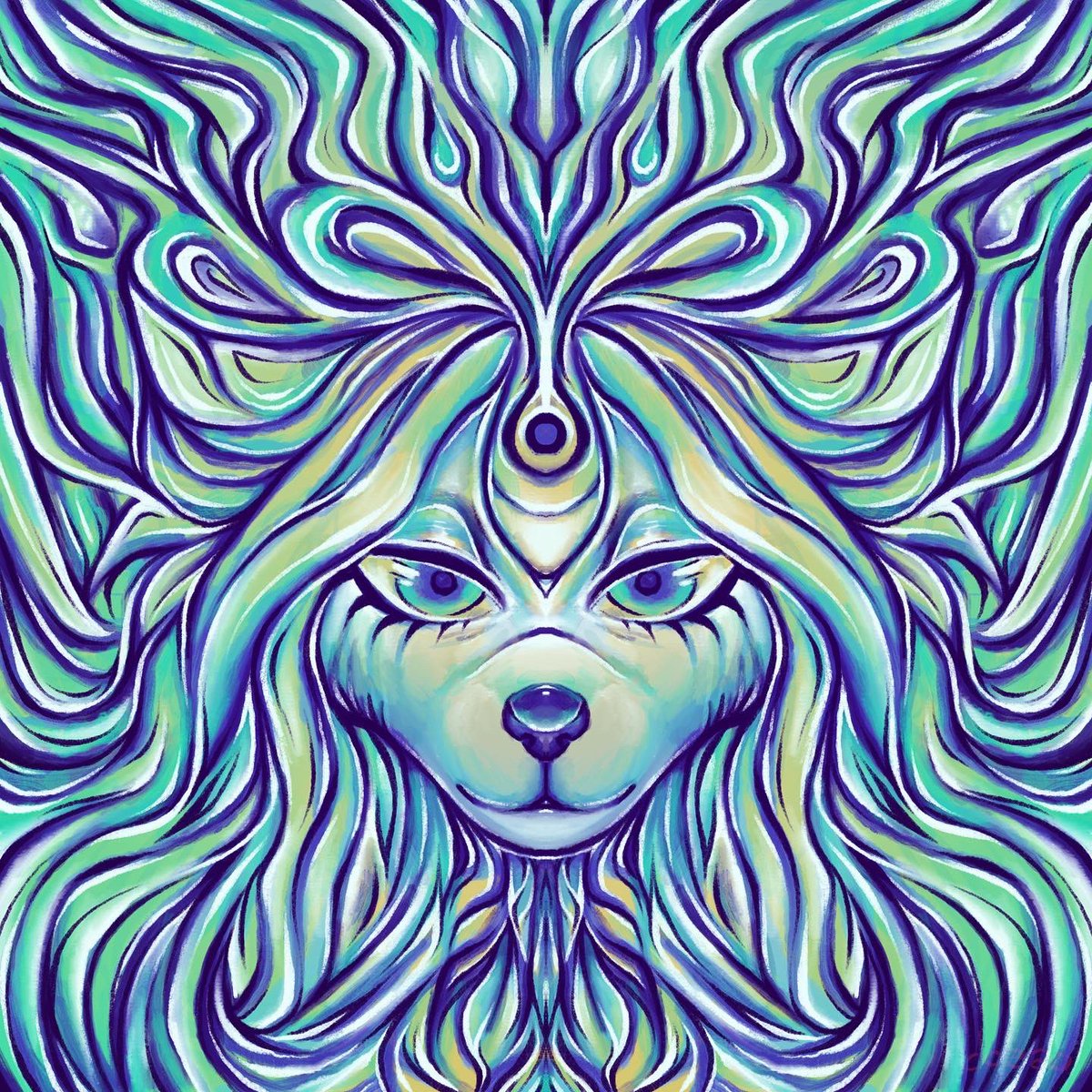 Happy bicycle day 🚲💙🩵💚✌️ 
//
©Lysshiss
2020
#bicycleday #furryart #digitalpainting #visionaryart #furryfandom
#procreateart #trippyart  #supportartists #ArtistOnTwitter