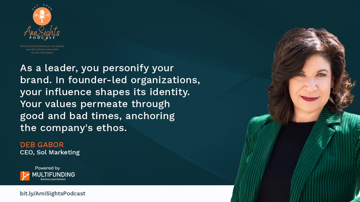 Your authenticity and integrity become the cornerstone of your company's culture, laying the foundation for a brand identity that stands the test of time. Listen to more leadership insights from @deb_sol here 🔗 bit.ly/3x0GkFu #CompanyValues