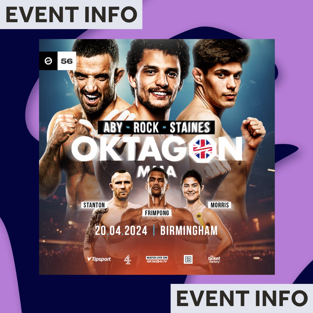 📢 EVENT INFO 📢 👊🏼 @OktagonOfficial 56 is here in Birmingham tomorrow night, a tournament that guarantees an unforgettable atmosphere! 👇🏼 For more event information, performance times and bag policy, head to our website 👇🏼 bit.ly/4ayeD5W