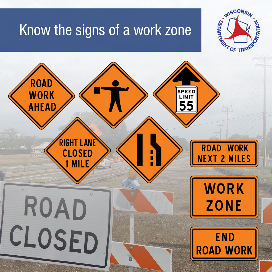 Work zones can be confusing. It’s important drivers familiarize themselves with all the work zone signs you might encounter this construction season. Work zones often require lane shifts or changing traffic patterns – keep your eyes peeled for these signs and slow down. #NWZAW