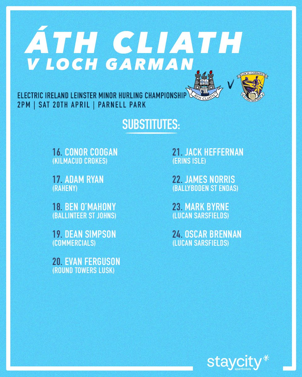 The Dublin Minor Hurling panel has been named ahead of their Electric Ireland Leinster Championship opening round clash with Wexford on Saturday at Parnell Park 👕

#UpTheDubs