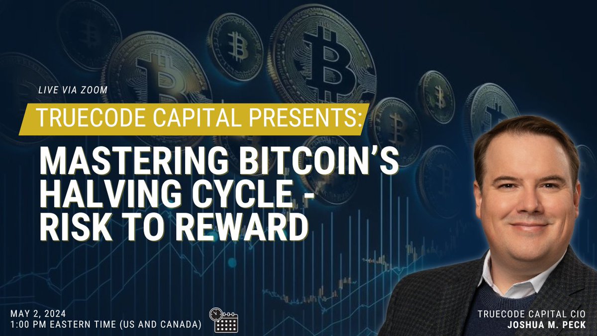 🚀 Upcoming Webinar Alert: Mastering Bitcoin's Halving Cycle: Risk to Reward 🚀

📅 Date: May 2, 2024
⏰ Time: 1PM EST
bit.ly/3TZCofY

Are you ready to dive deep into the Bitcoin halving phenomenon? Join us for an enlightening session with Joshua Peck and the experts at