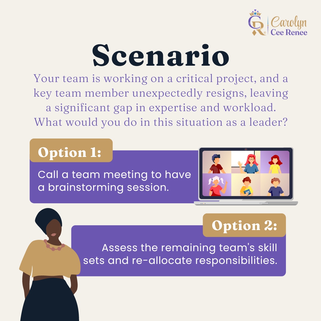 As a team leader how will you tackle this situation?

#CarolynCeeRenee #Leadership #LeadershipCoach #WhatWouldYouChoose #Choose #TeamBuilding #Project #BusinessBlocks #CreativeBlocks #Deal2Heal