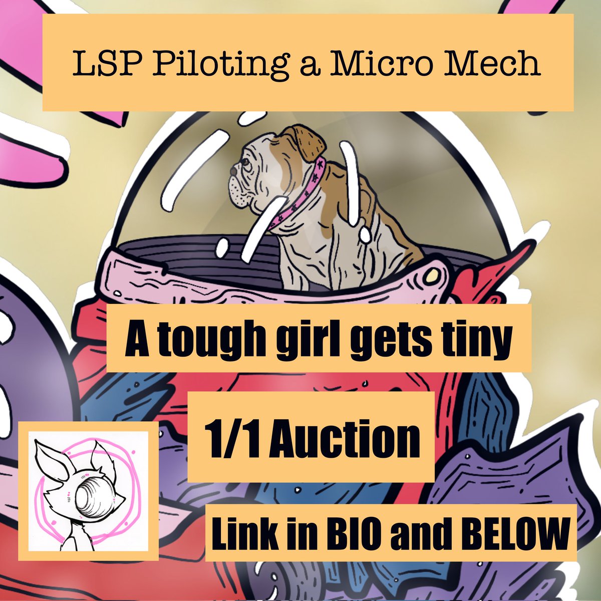 Bigholearts's tweet photo. Auction live at 11 AM CST, 🍄

Around 2 hours from now.🥳

This is my first auction on @mallow__art so it had to feature @LamboSpaceP 
For the culture 🤌
24 hrs

Microscopic good girl 🤏 🐕 

I love you all! ❤️ 
Link in bio and below 👇 https://t.co/ck0QXQv2bB