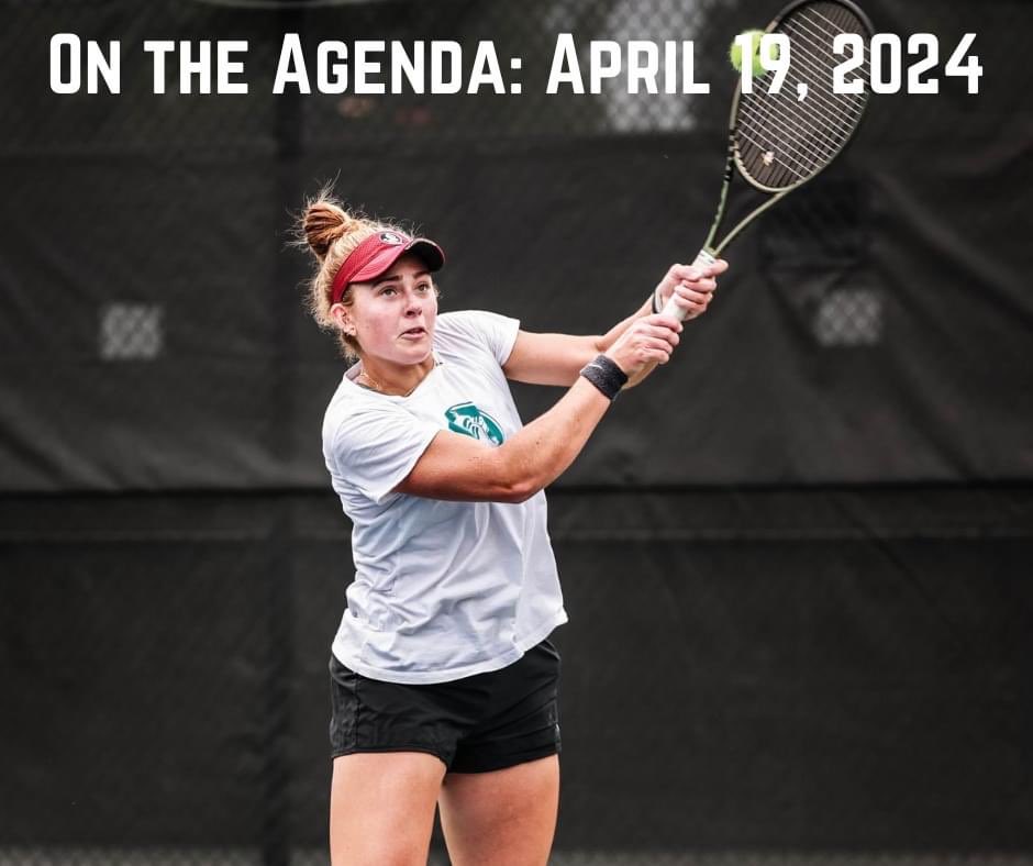 ON THE AGENDA: April 19, 2024 🏃at Wake Forest Invite Men’s and women's ⛳️ at ACC Championships Men's 🎾 vs. No. 16 NC State, 12:30 p.m. (ACCT) Women's 🎾 vs. No. 20 Miami, 3:30 p.m. (ACCT) 🥎 at Boston College, 4 p.m. (ACCNX) ⚾️ at No. 14 Wake Forest, 6 p.m. (ACCNX)