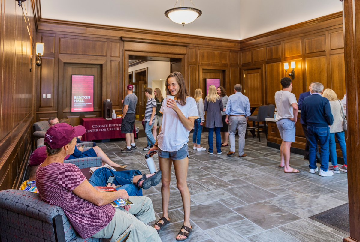 As Colgate’s hub for career discovery, Benton Hall has an interview suite with five tech-integrated rooms, meetings and teaching space, and administrative offices. Named in honor of lead donor Dan Benton ’80, P’10, H’10, Benton Hall declared Colgate’s commitment to success.