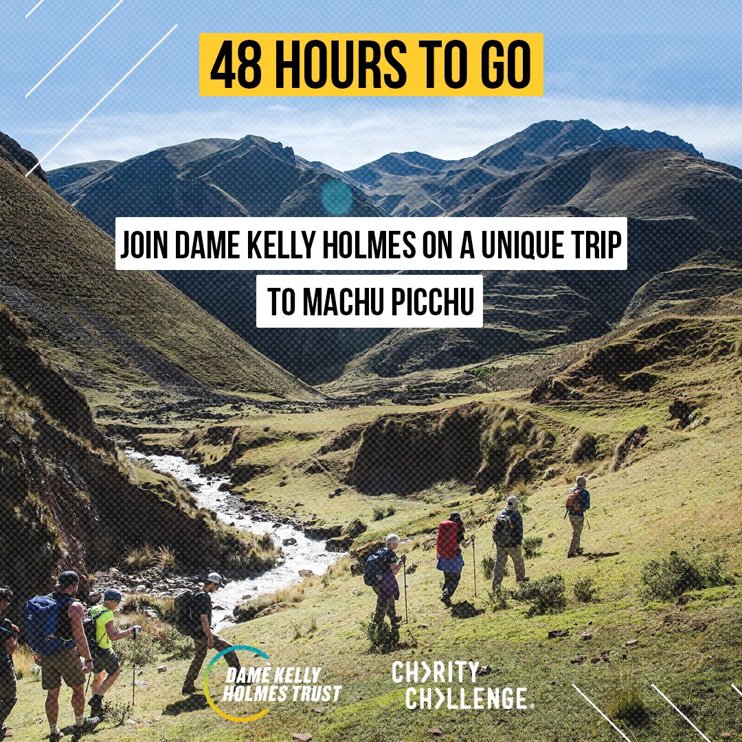 Final call 📣 There’s less than 48 hours to secure your spot to join Dame Kelly Holmes on a trek of a lifetime to Machu Picchu. Booking closes tomorrow, so don’t miss out and book your spot now: charitychallenge.com/expedition/393… @GivenGain | @CharityChall | #MachuPicchu | #MP24