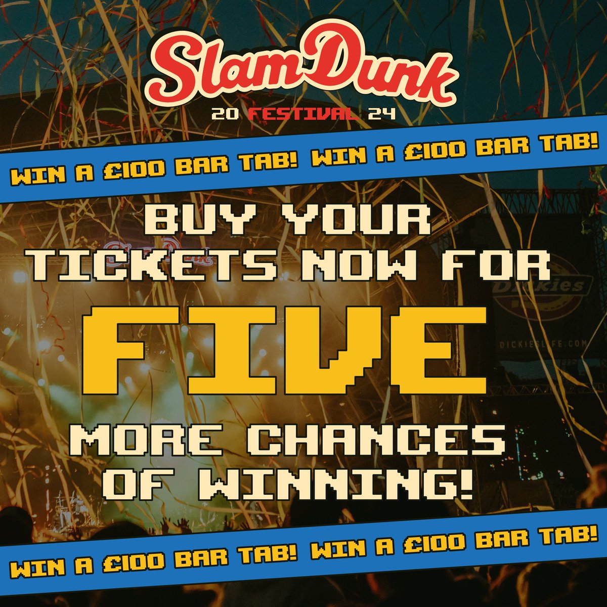 Another week, another winner 🏅💷 There's just 5 weeks to go until #SDF24 and we have 5 more Slam Dunk Festival £100 bar tabs left to give out so don't delay and book your ticket today for the best chance of winning! slamdunkfestival.com
