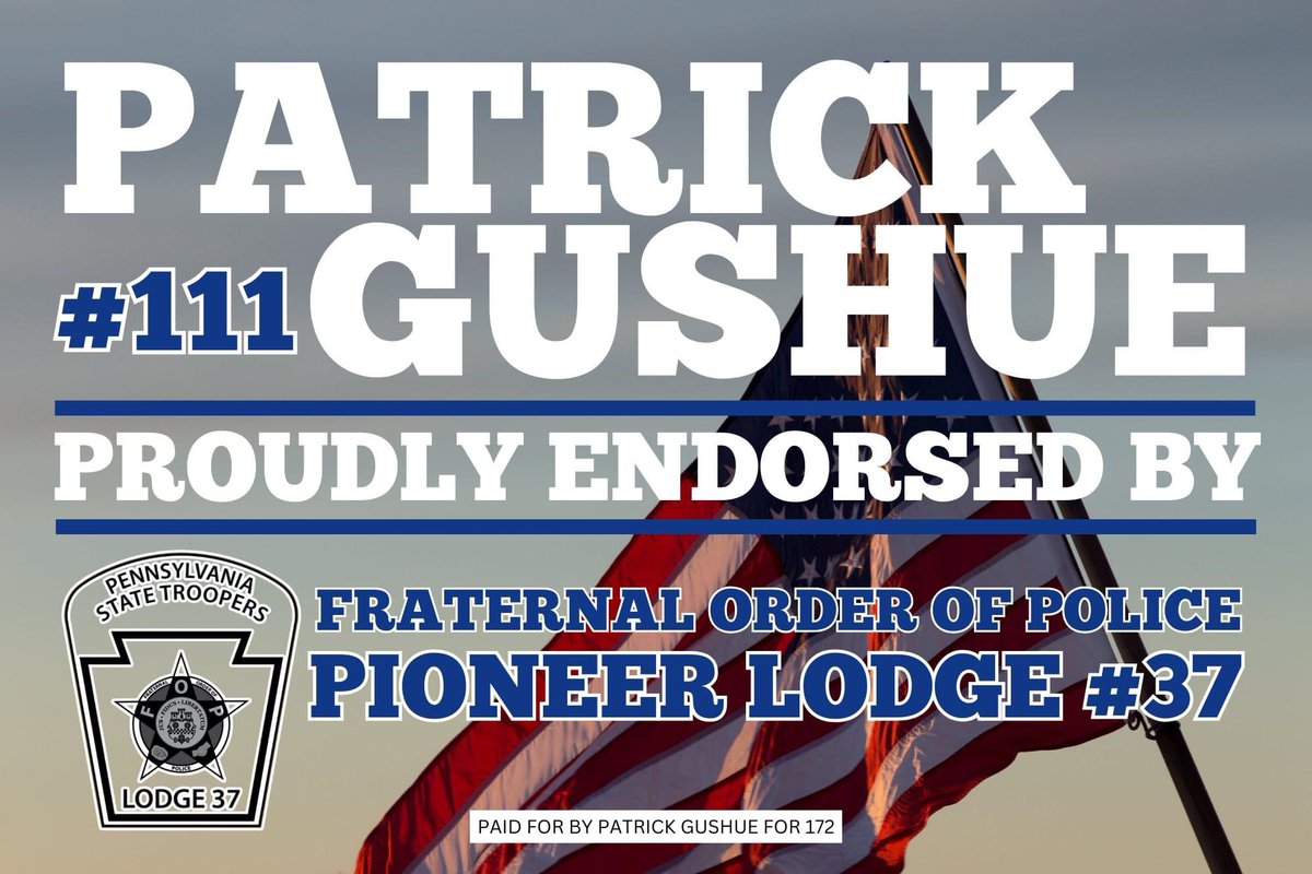 I am proud to announce that the Fraternal Order of Police-Pioneer Lodge #37 has endorsed my candidacy in the Republican Primary for State Representative (PA HD 172)

Raised by two Philadelphia police officers, I understand the dangers our law enforcement professionals face. In