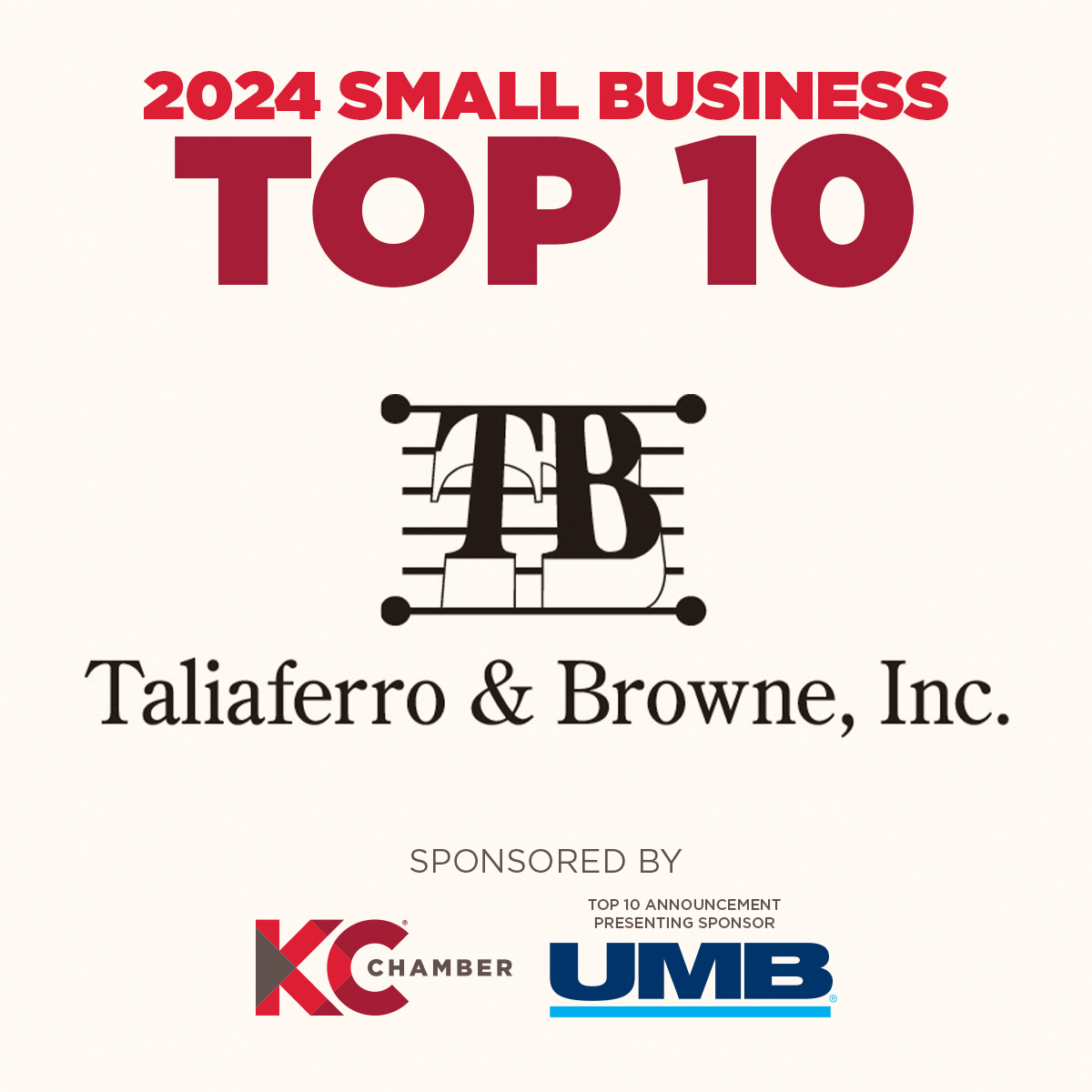 Up next in our reveal of the Top 10 Small Business recipients for 2024 is @TBrowneInc. Way to go! #CelebrateSmallBiz