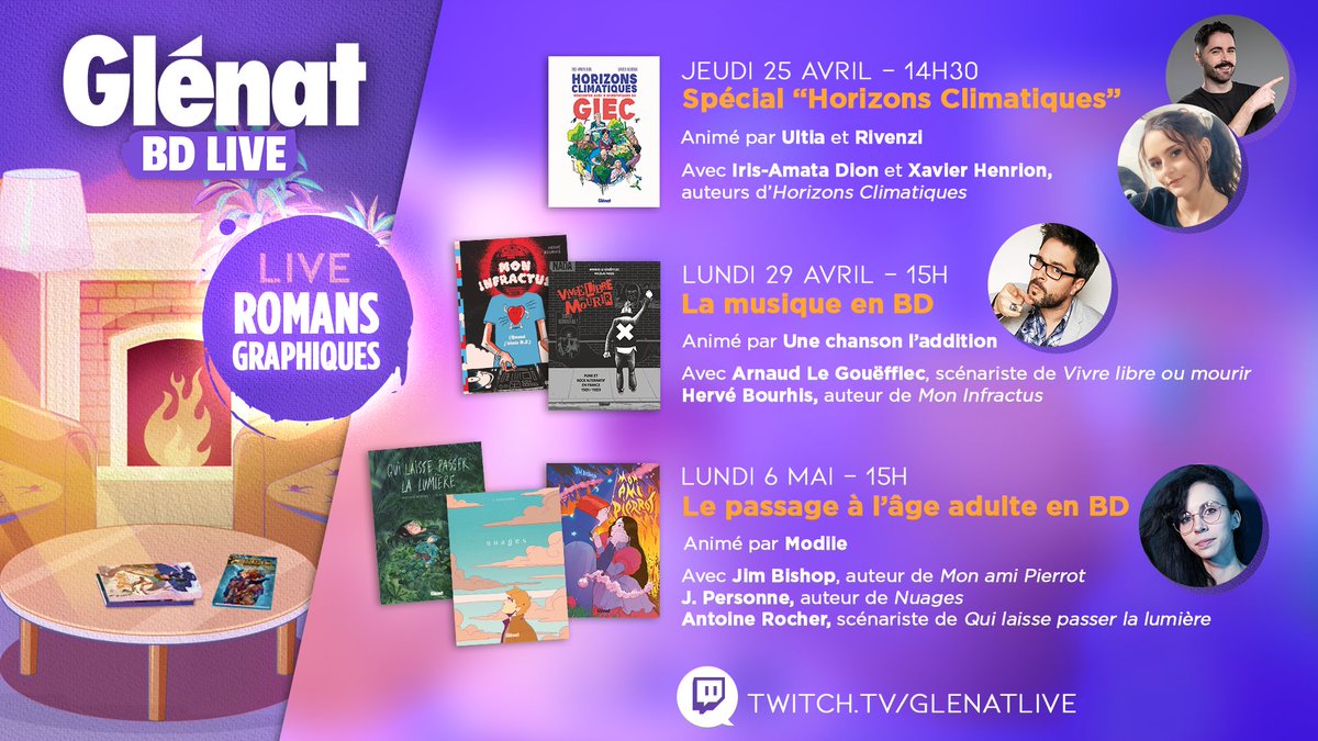 🔴 LIVES ROMANS GRAPHIQUES RDV dès jeudi 25 avril pour une série de live autour des romans graphiques Glénat !