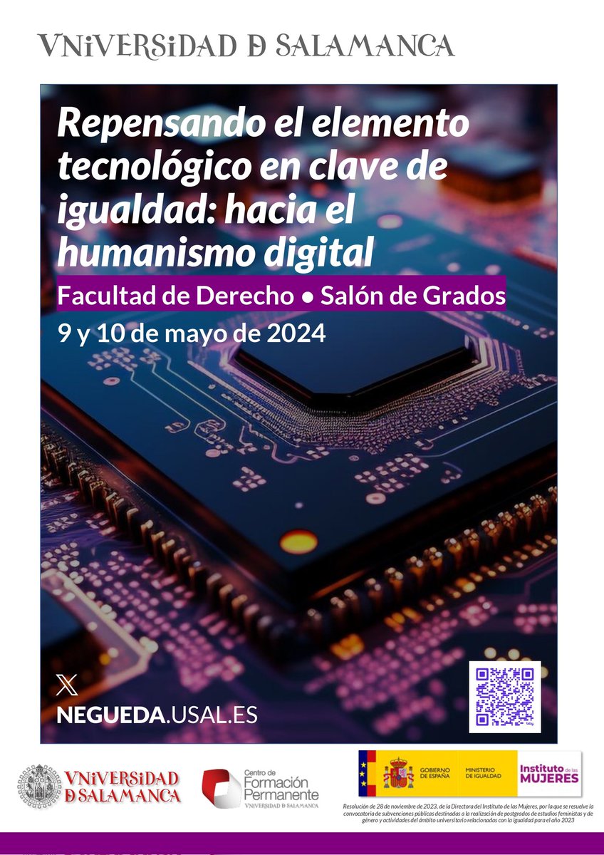 piltaco's tweet photo. #ProgramaDefinitivo | "Repensando el elemento tecnológico en clave de igualdad: hacia el humanismo digital" 💜
📅 9 y 10 de mayo
📍Facultad de Derecho
¡Estáis a tiempo de inscribiros y mandar vuestras comunicaciones! #MujerDigitalUSAL
👉 https://t.co/By0m3LrezD https://t.co/3gzernPRhQ