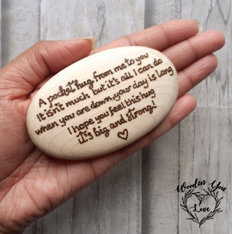 April is #StressAwarenessMonth. This hand burnt wooden pebble is perfect to send in the post, to someone who needs a hug etsy.me/3tOeqLD #ukgifthour #ukgiftam #MHHSBD #stress #hug #firsttmaster