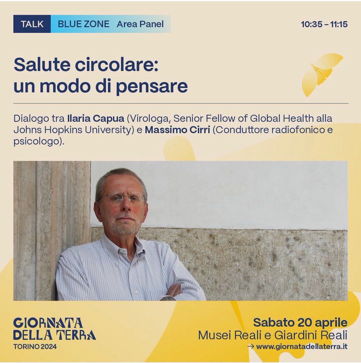 Domani, il 20 aprile con @MassimoCirri vi aspettiamo all' #EarthDay a #Torino dove cercheremo di mettere insieme i puntini della #SaluteCircolare @AWorld_ActNow @CSP_live #TimeIsNow