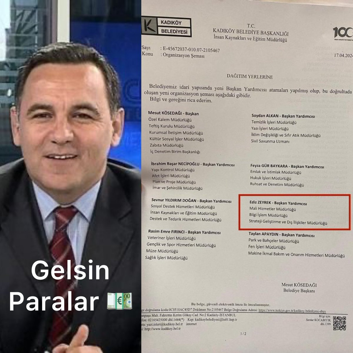 Sözcü yazarı Deniz Zeyrek'in kardeşi Ediz Zeyrek, 
Kadıköy Belediye Başkan Yardımcısı olarak atandı.

—  Belediye kasasından, Yandaş Gazetecileri fonlamaya devam‼️

—
İğrenç #borsa Kolundaki 562 Sözcü