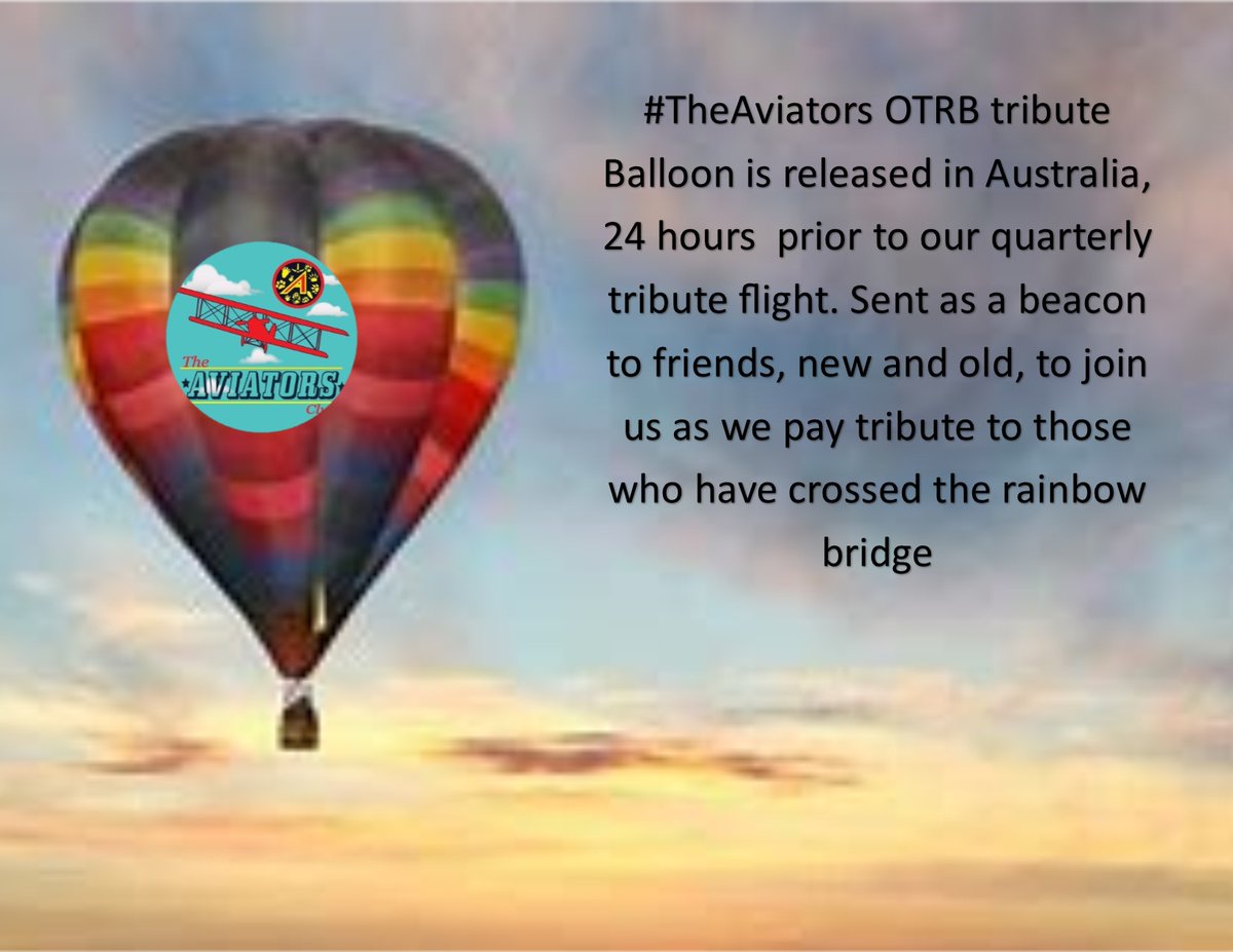 We launch #TheAviators tribute Flight Balloon 24 hours before our quarterly tribute flight.  Piloted by club founders <a href="/cori_berman/">Cheezy & Cori 🌻</a> and <a href="/DearClyde/">✨ANGEL CLYDE✨</a>  along with <a href="/ToddyFur/">Toddy Furrington</a> It crosses the globe calling friends old and new, near and far to come together and pay tribute o OTRB pets.