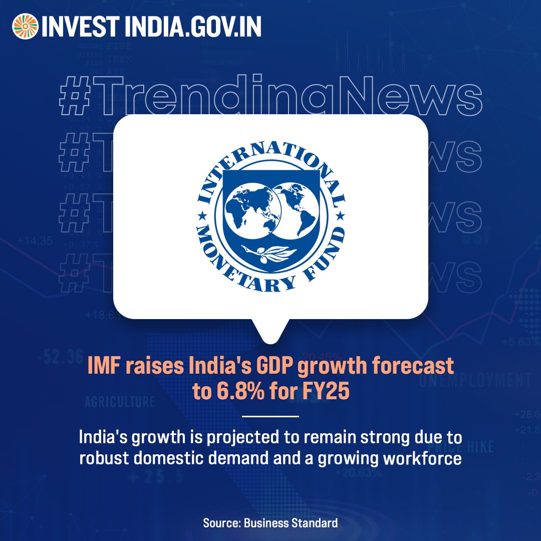 Napovedi @IMFNews se ujemajo z močno poslovno rastjo v Indiji in naraščajočim zaupanjem potrošnikov, kar kaže na gospodarsko odpornost države sredi globalnih izzivov.

Kliknite za več podrobnosti: bit.ly/4d02iZM

#InvestIndia #InTheNews #TrendingNews #WorldGrowth
