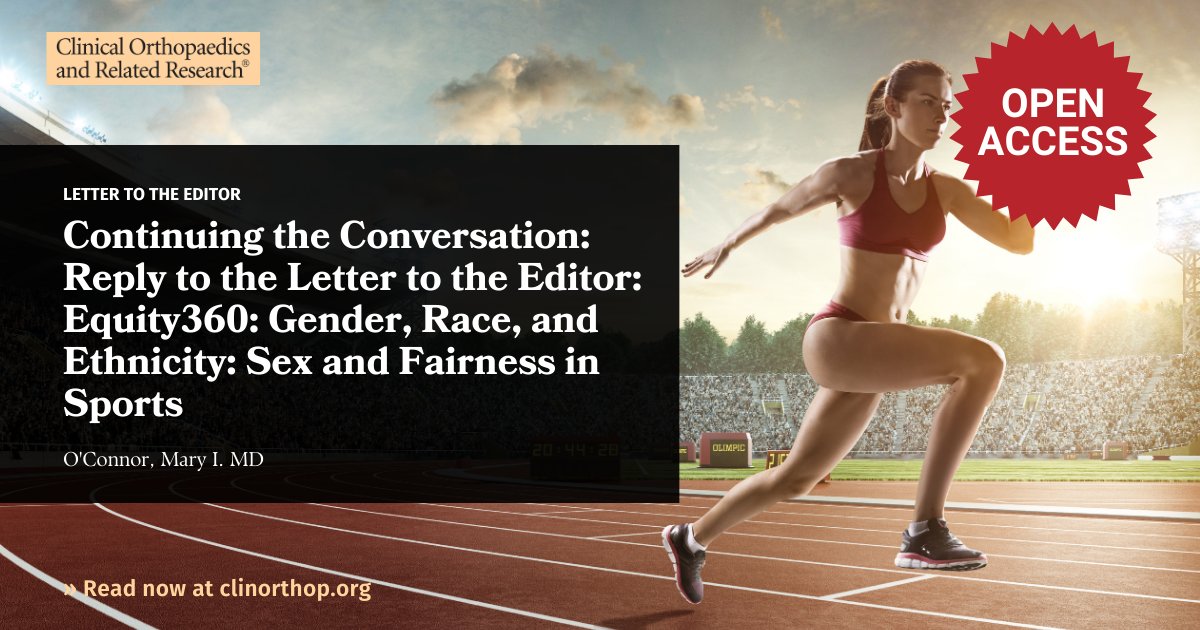 'Inclusion of transgender athletes must be accomplished without discriminating against female athletes, and I welcome creative solutions,' writes @MaryOConnorMD in a reply to a letter by Rahman et al. Read it now, free for a limited time #CORR ow.ly/37BU50RjR8U