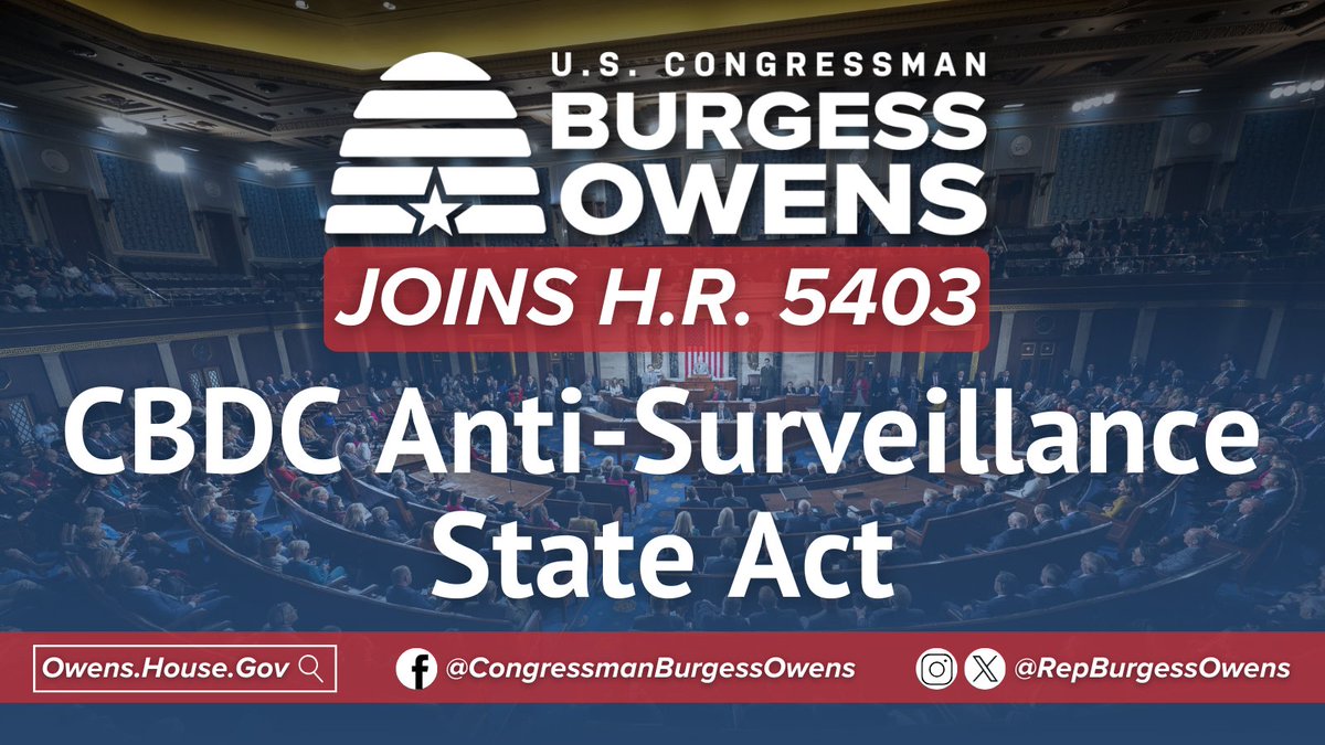 The Fed needs to keep its hands out of our wallets. I'm proud to join @GOPMajorityWhip Tom Emmer's CBDC Anti-Surveillance State Act to halt the efforts of unelected bureaucrats in Washington, D.C. to issue a central bank digital currency.