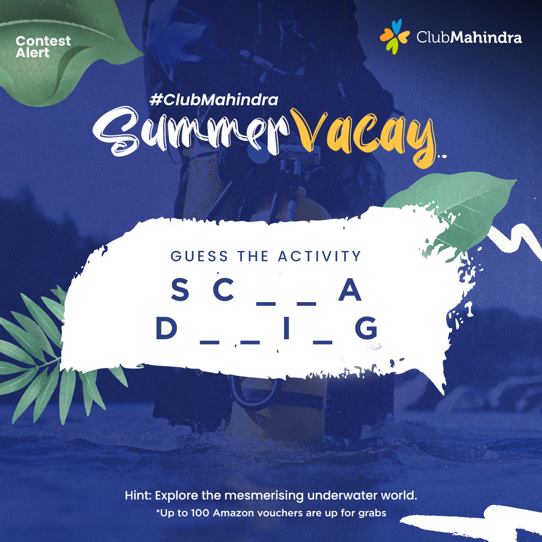 #ContestAlert​ 4 of 12 Participate in all #ClubMahindraSummerVacay contest posts & win.​ STEPS 1) Commenting using #ClubMahindraSummerVacay & @clubmahindra is mandatory​​ 2)Participate in all 12 contest posts Winners get Amazon vouchers worth INR 500 each.​​LAST DATE: 5th May24
