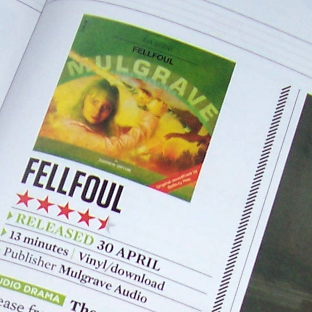 Four-and-a-half shiny red stars in the new @SFXmagazine for our latest @mulgraveaudio release, Fellfoul! 'Strongly evokes Alan Garner's The Owl Service... a pitch-perfect conjuring of a specific era and mood... steeped in eerie nostalgia'. Grab one here: mulgraveaudio.bandcamp.com/album/fellfoul