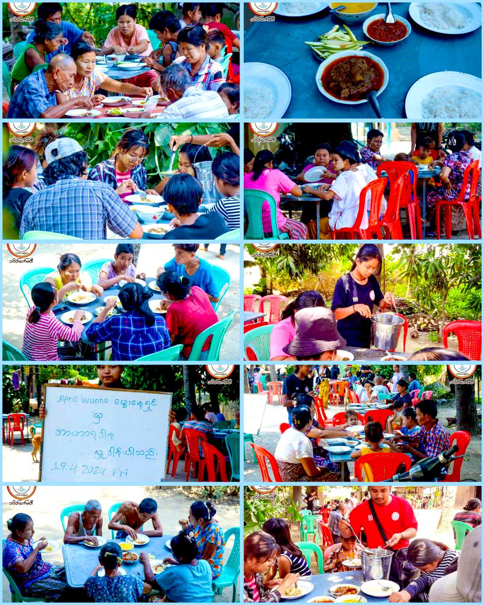 On Behalf of donor’s birthday treat , The Chindwin River Banks Villages Strike Column donated a meal for IDPs who had been affected by war at #NyaungBinGyi region , #Salingyi Township on April 19. #WhatsHappeninglnMyanmar #2024Apr19Coup #HelpMyanmarIDPs