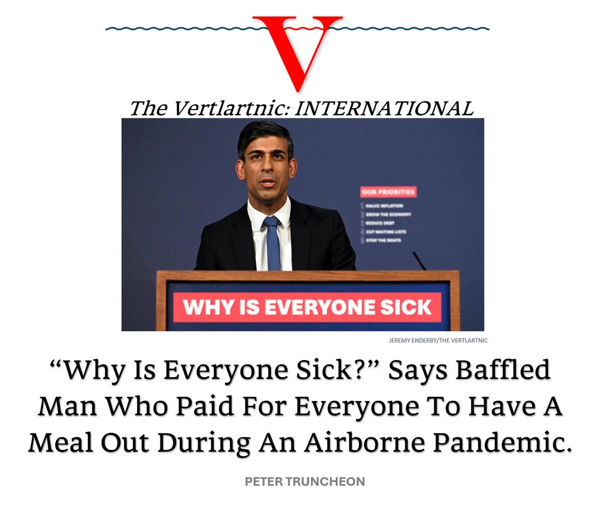 “Why Is Everyone Sick?” Says Baffled Man Who Paid For Everyone To Have A Meal Out During An Airborne Pandemic.
