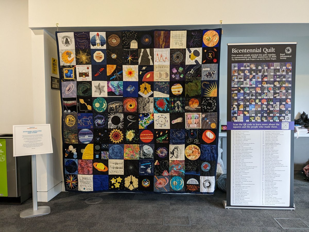 Looking for ideas about what to do this weekend? Why not check out the #RASquilt we made to mark our bicentenary in 2020, which is on display at the #NorfolkMakersFestival @TheForumNorwich until Sunday (21 April). You will find it displayed in the lobby to The Gallery 🪐 ☄️ ✨