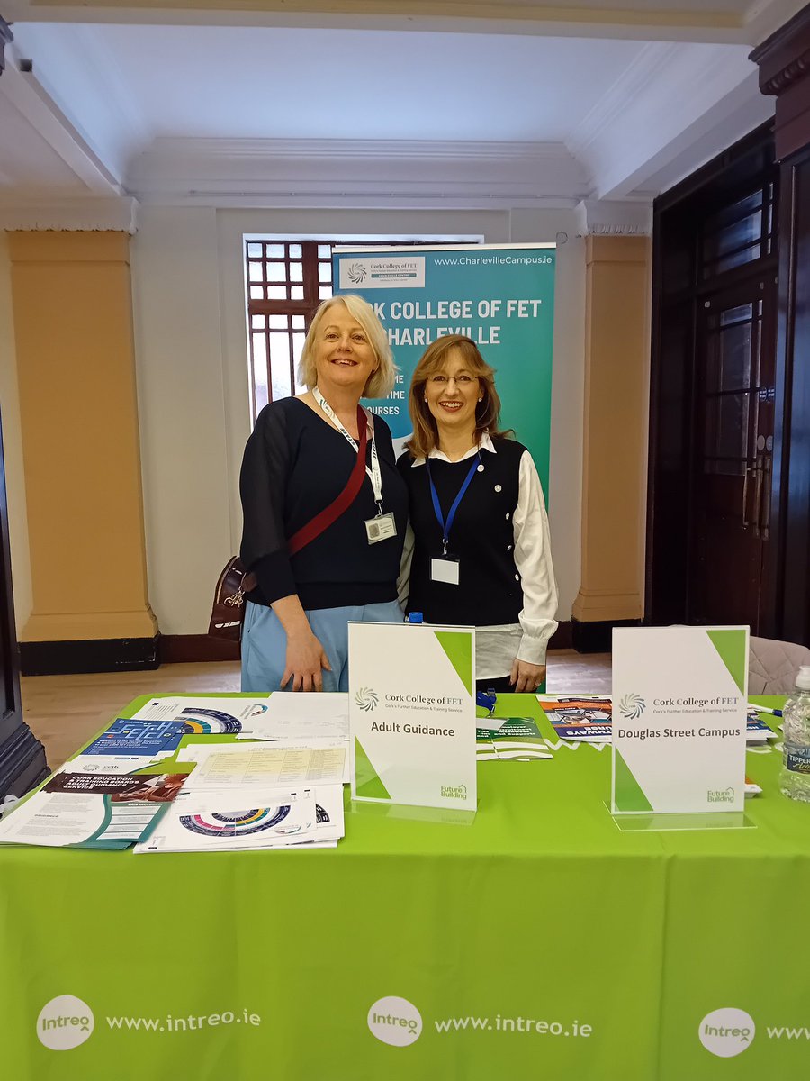 DouglasSt_CCFET's tweet photo. Joan McSweeney, North Cork Adult Guidance Counsellor @CorkETB &amp; Suzanne Hanley, Course Coordinator of the New Pathways Course, @DouglasSt_CCFET attending the National Construction Careers Fair,Cork City Hall.Places still available on our New Pathways Course. @Instgc @QQI_connect https://t.co/4dMCymODUu
