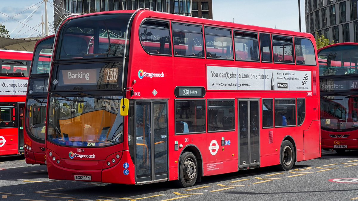 Stagecoach 10136 [LK12 DFN], Route 238, Stratford, 18th April 2024. 

#thelondontransportdroid #stratford #buses #bus #stagecoach